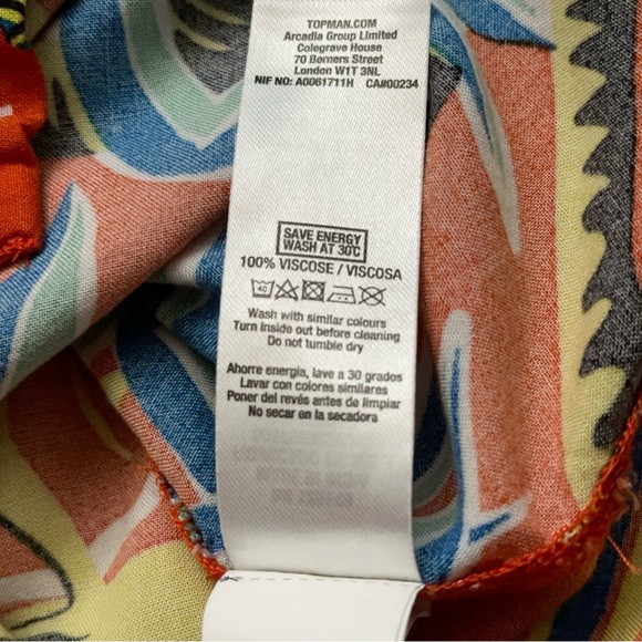 Topman Shirt Mens Size M Hawaiian Floral Surf Print Viscose Stretch Multicolor - Picture 5 of 5